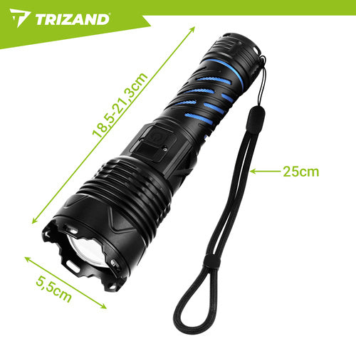 Tactical LED Flashlight 1500lm, Rechargeable, Waterproof