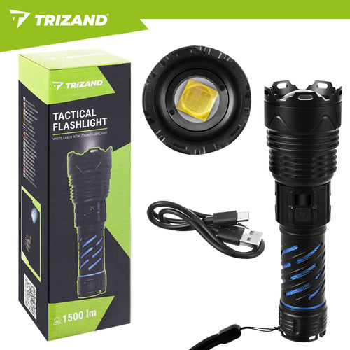 Tactical LED Flashlight 1500lm, Rechargeable, Waterproof