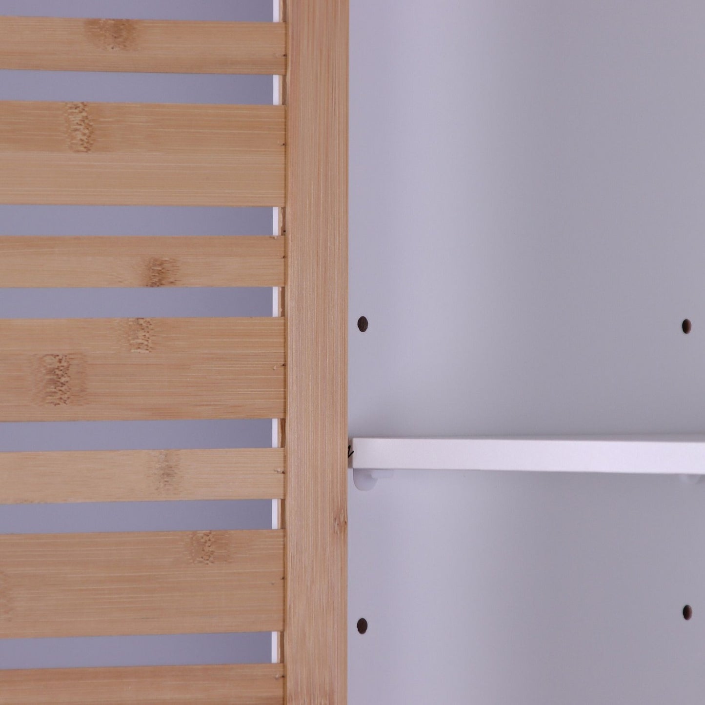 Tall Bathroom Cabinet, 190 cm, White, Bamboo Doors