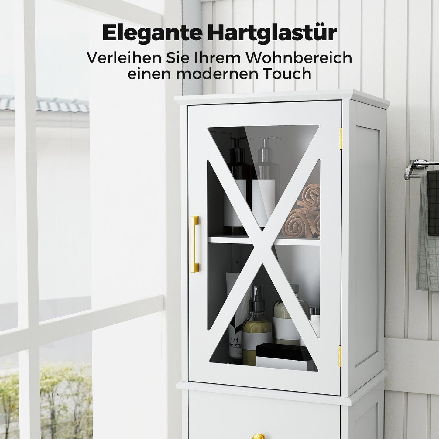 Tall Bathroom Cabinet with Adjustable Shelves, White