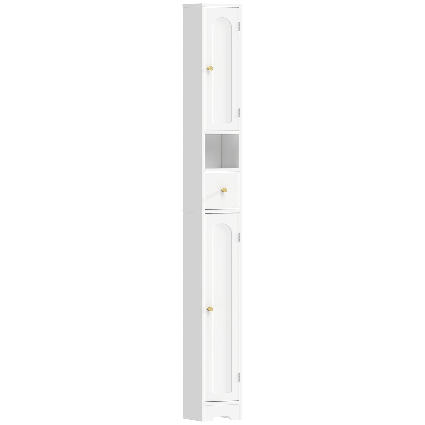 Tall Bathroom Cabinet with Drawer, Adjustable Shelves, White 20x20x185 cm