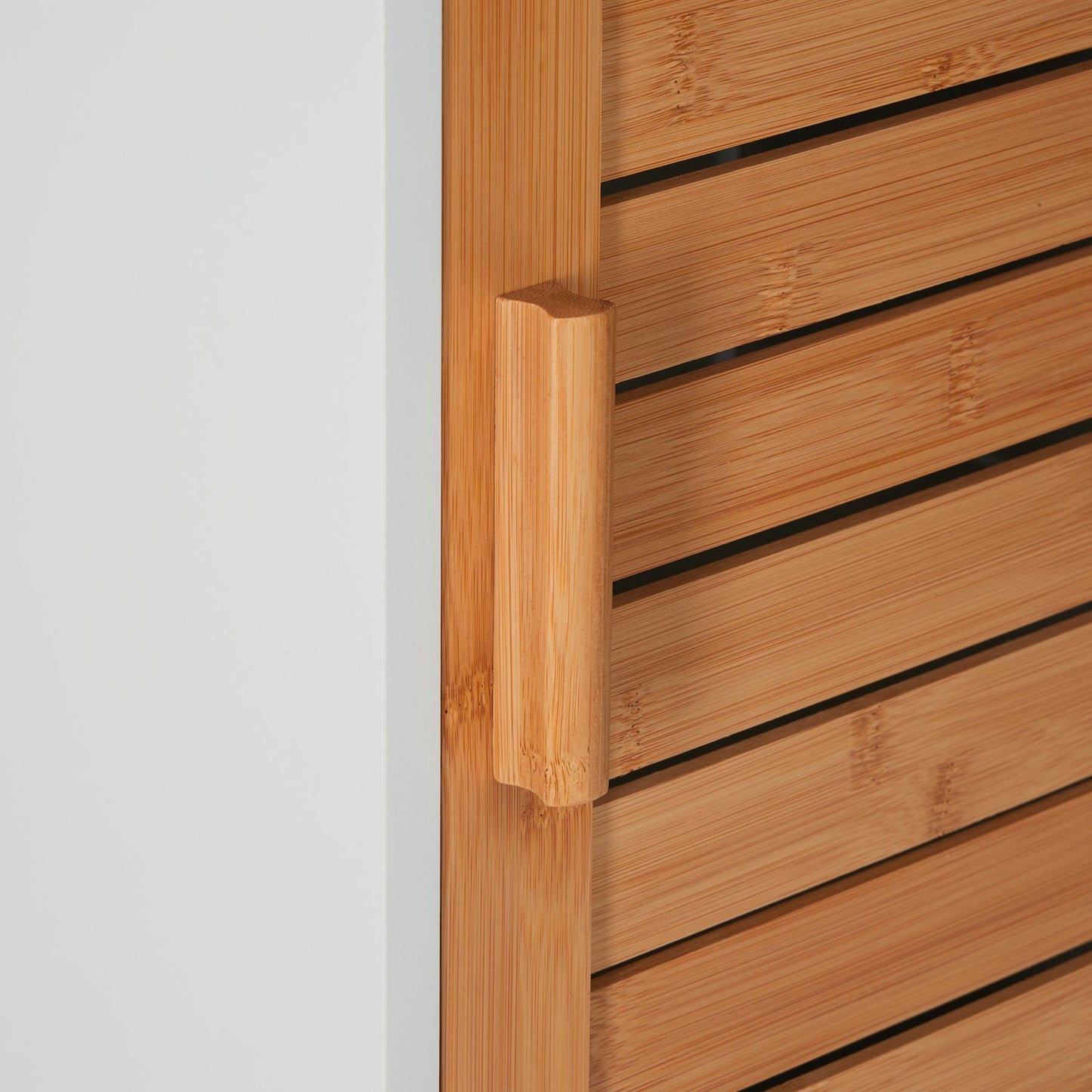 Tall Bathroom Storage Cabinet with Bamboo Doors