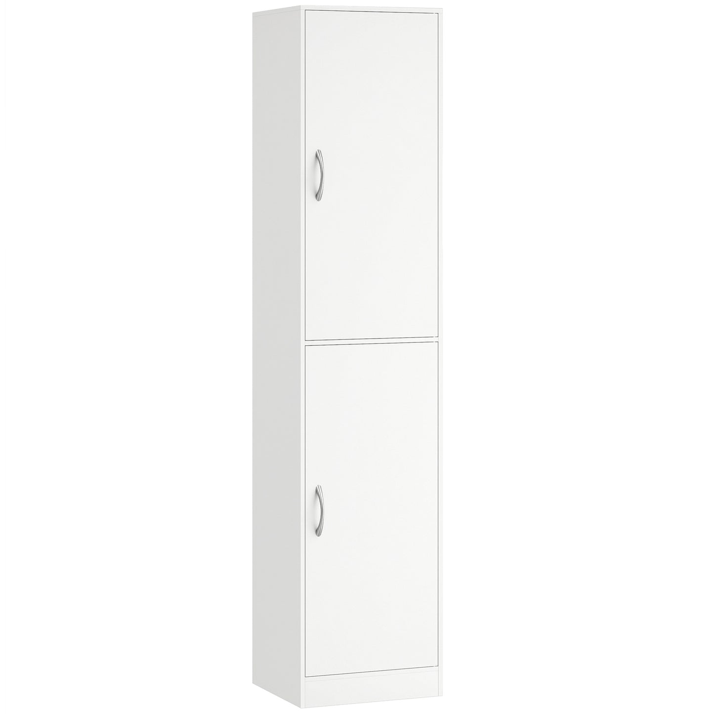 Tall White 5-Tier Bookshelf with Adjustable Shelves
