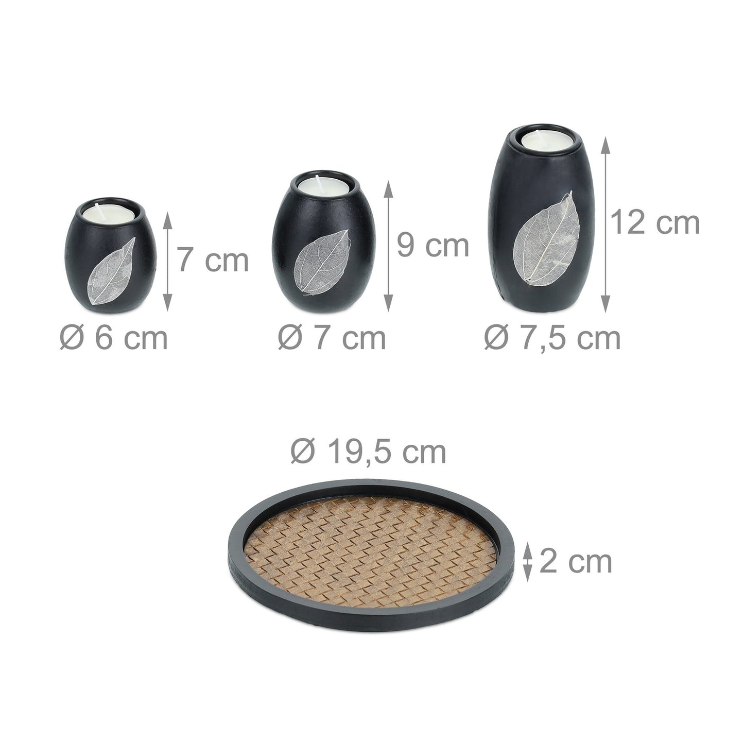 Tea Light Holder Set with Tray and Stones