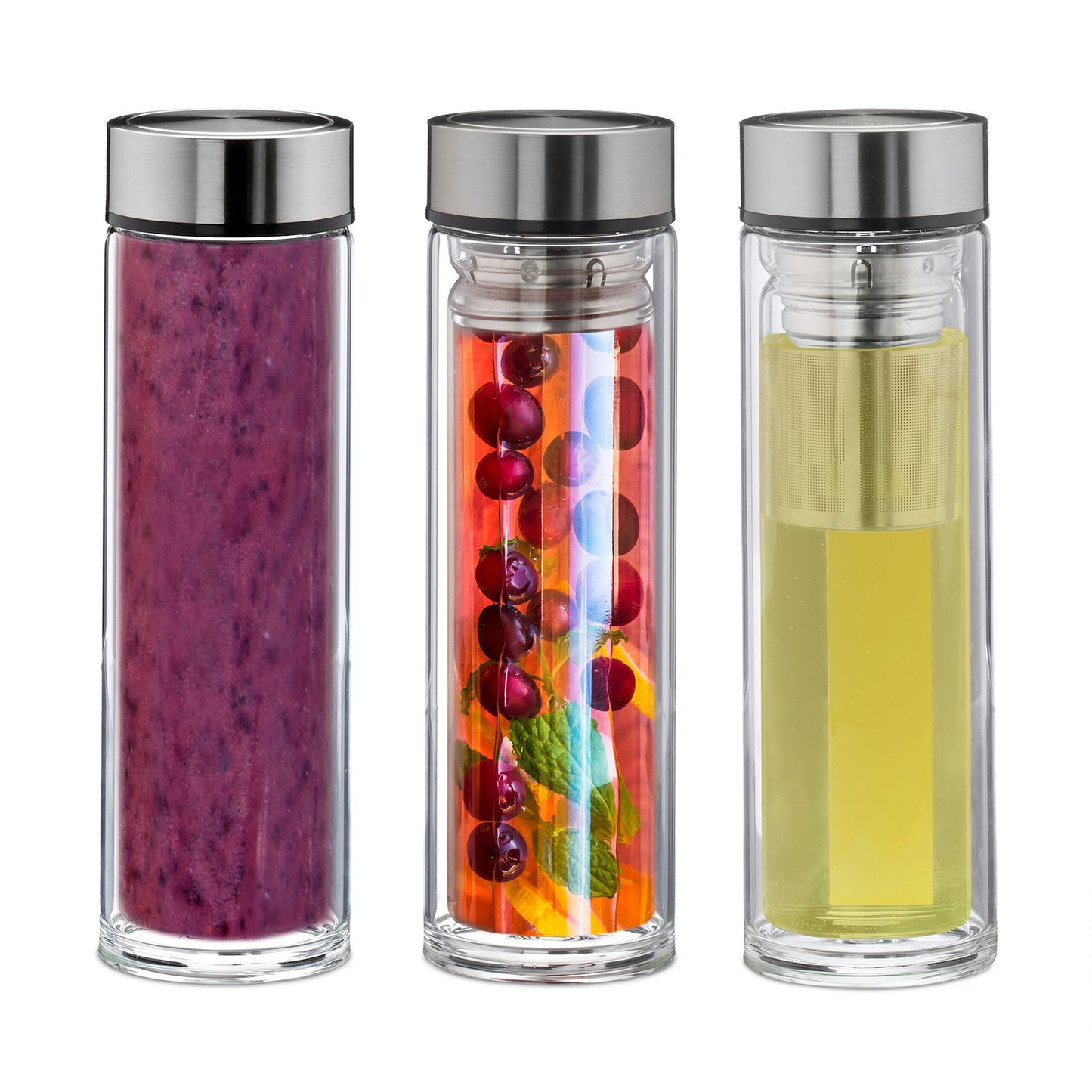 Tea bottle with strainer to take with you