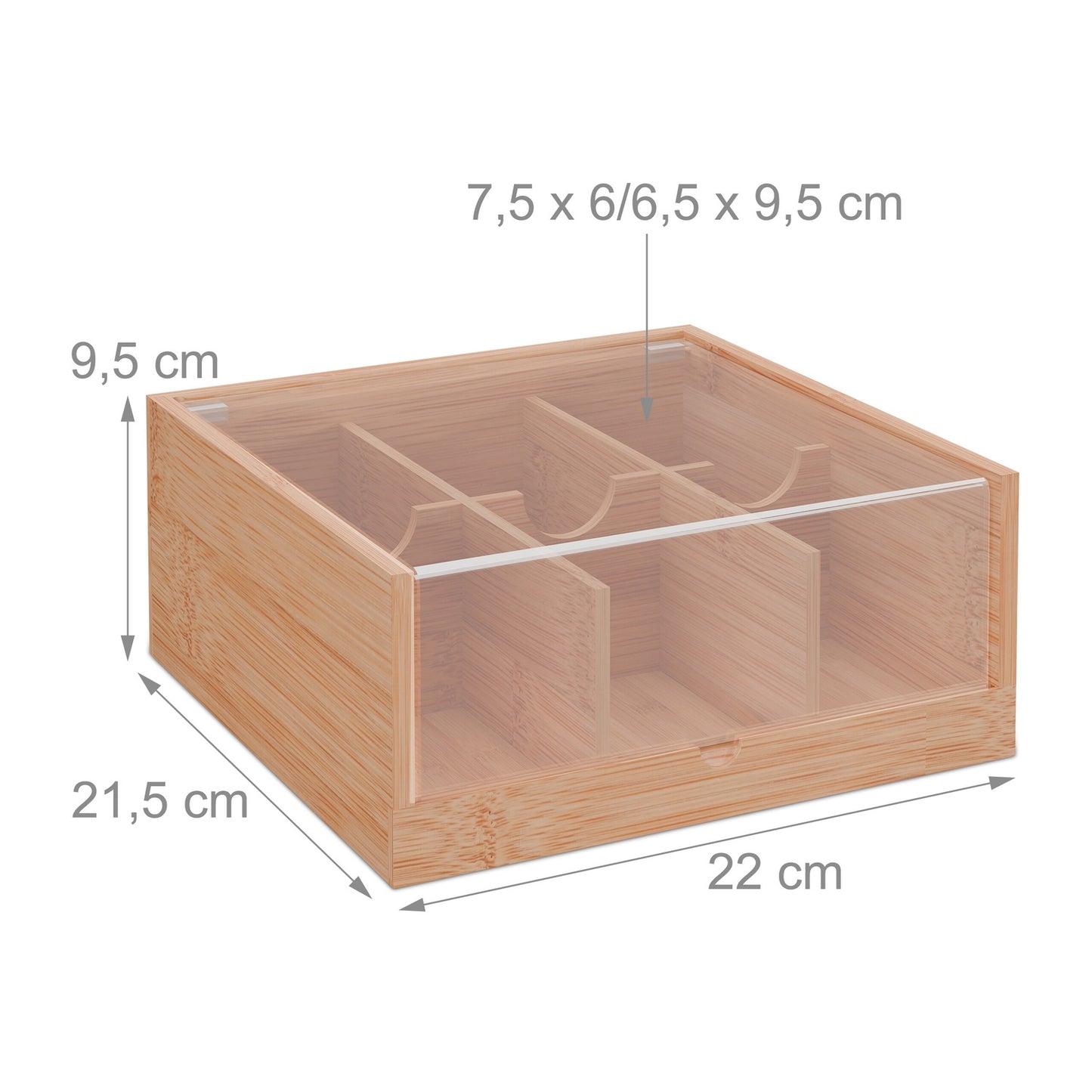 Tea box with 6 compartments