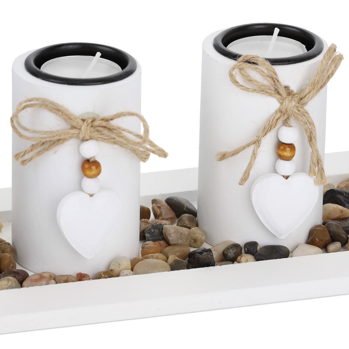 Tealight holder with tray & stones