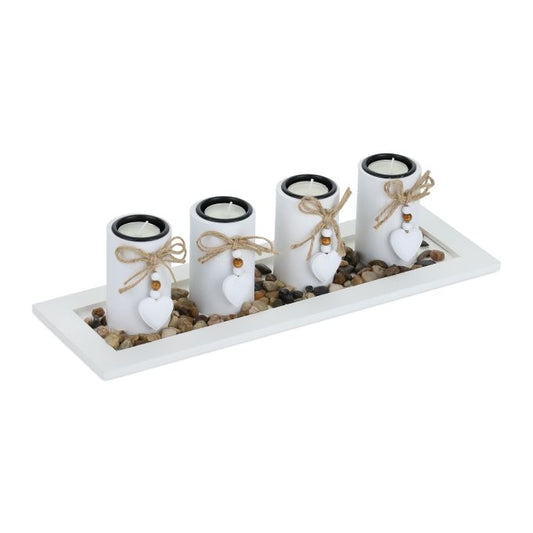 Tealight holder with tray & stones