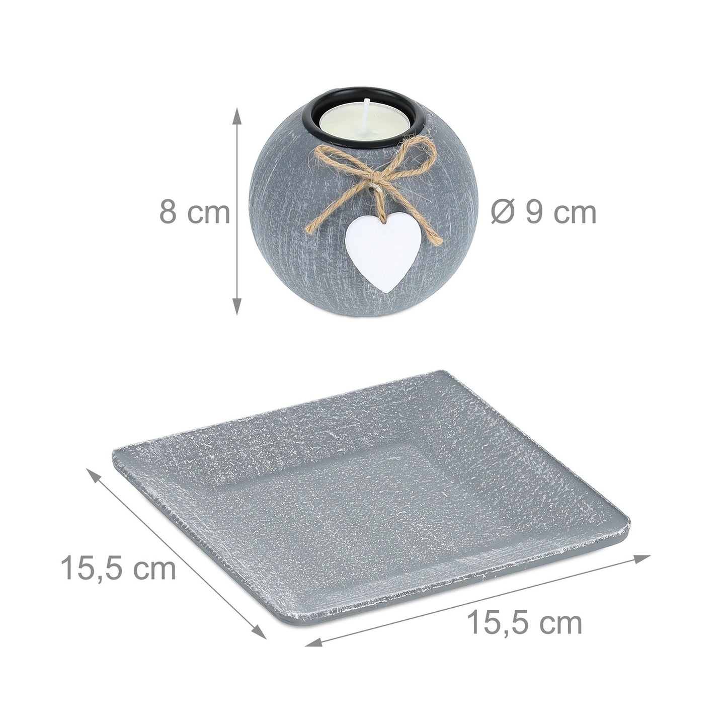Tealight holder with tray & stones