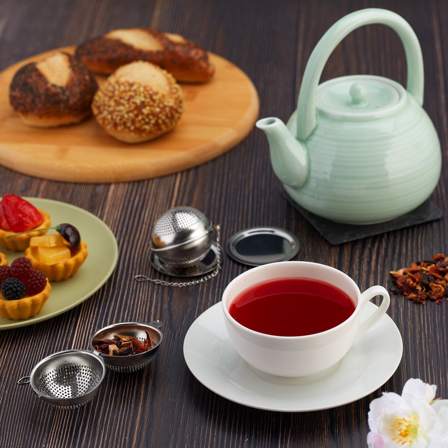 Tea maker in stainless steel, set of 2