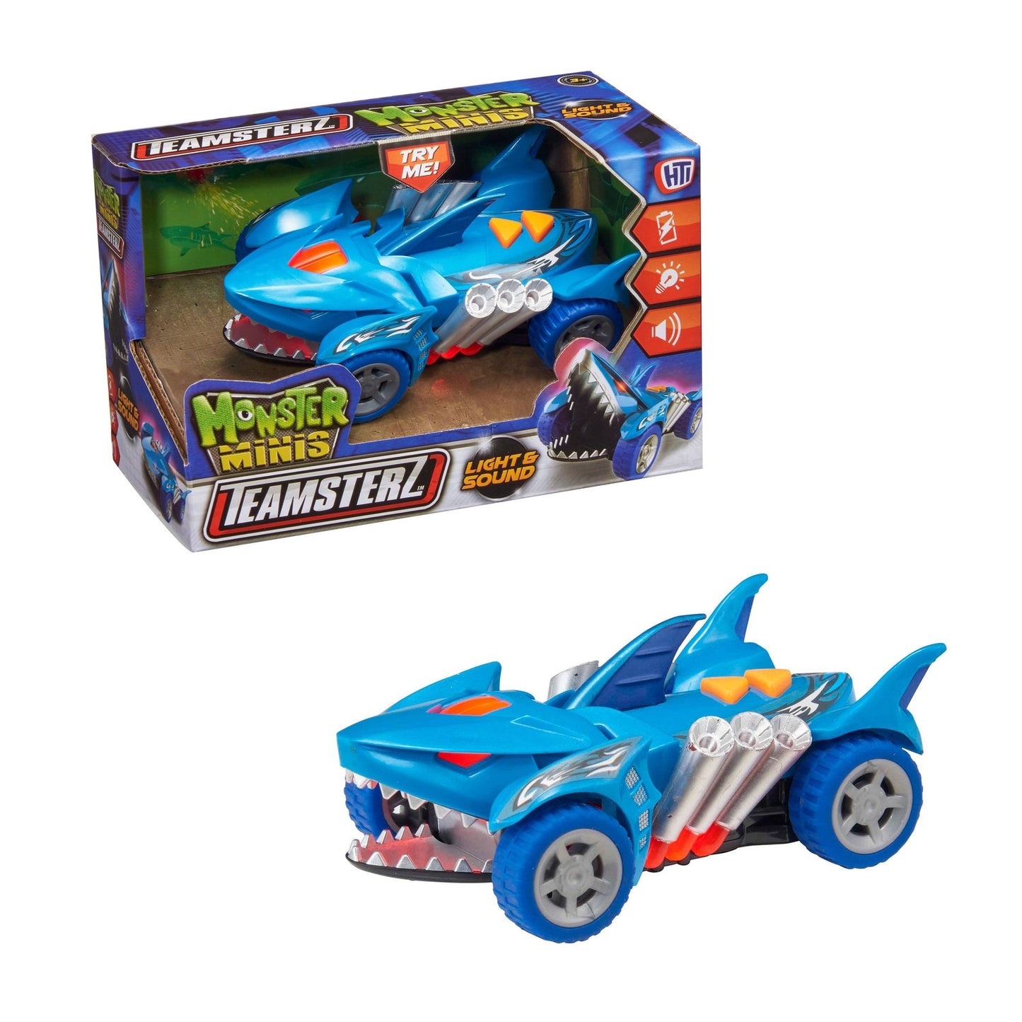 Teamsterz Mighty Machine Shark Car With Light And Sound, 12,5 Cm