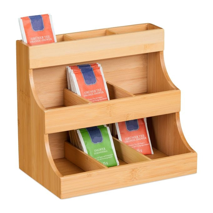 Tea organizer 9 compartments bamboo