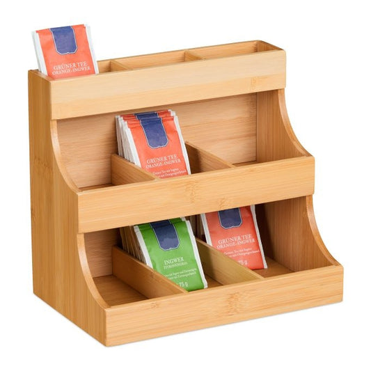 Tea organizer 9 compartments bamboo