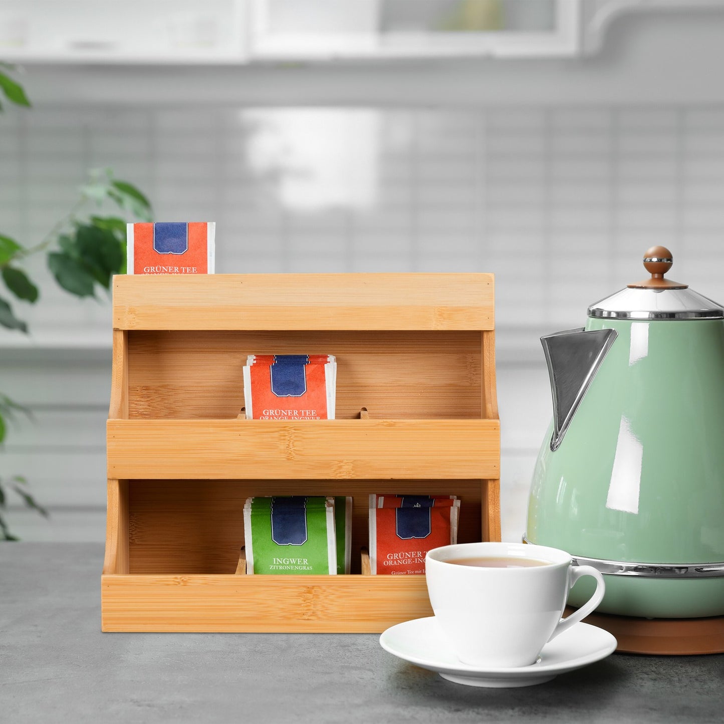 Tea organizer 9 compartments bamboo