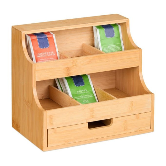 Tea organizer with drawer 9 compartments