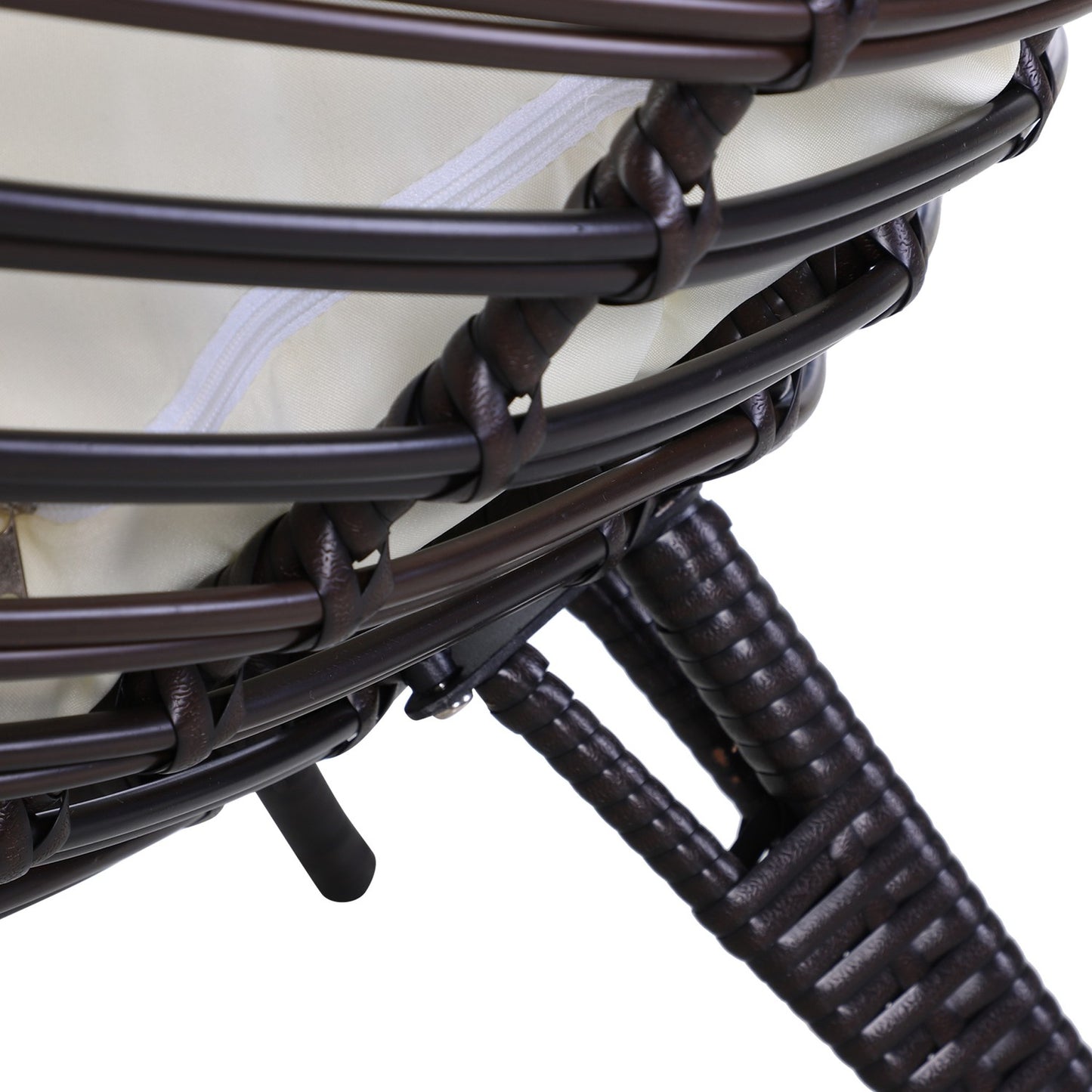 Garden chair in drop-shaped rattan with cushion, brown steel