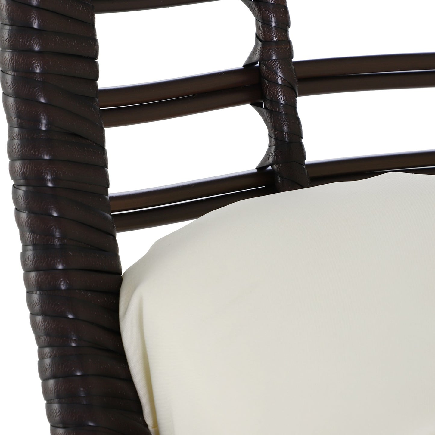 Garden chair in drop-shaped rattan with cushion, brown steel