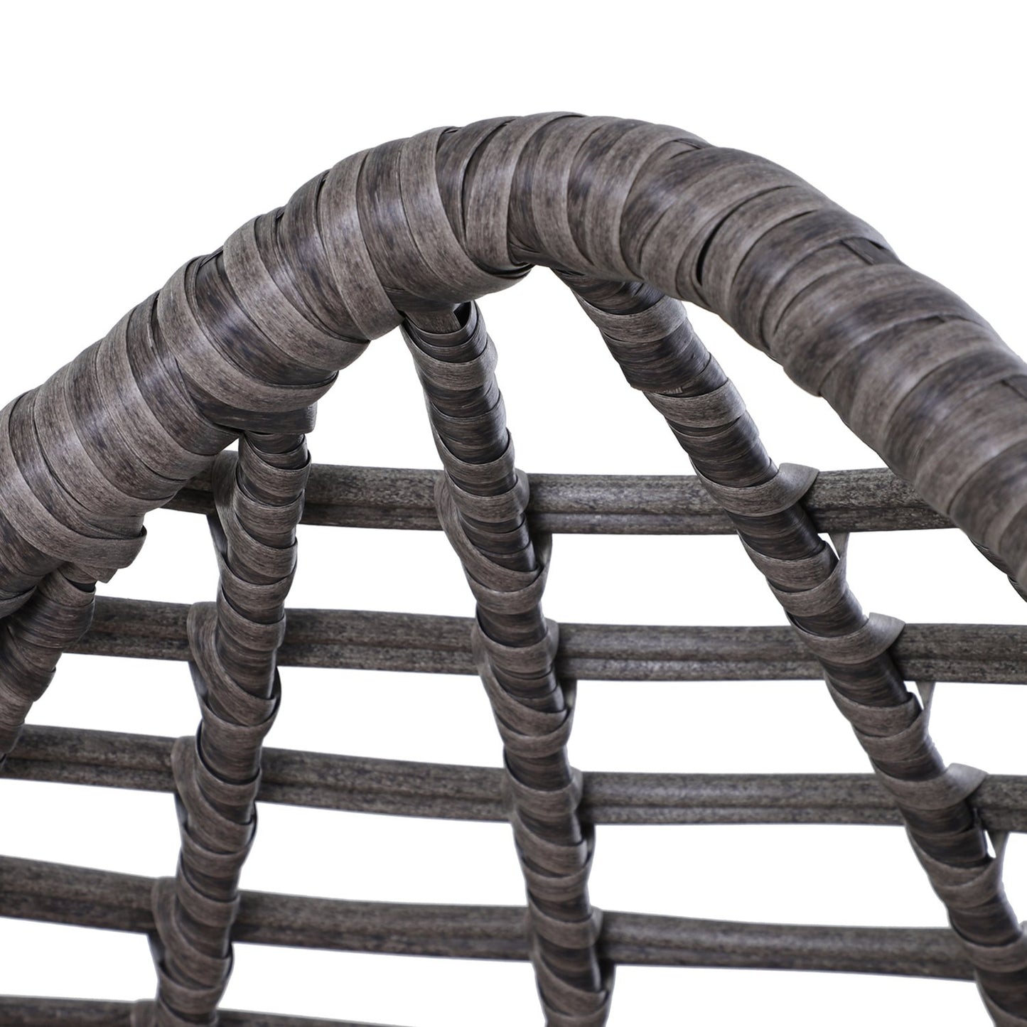 Raised tear-eyed rattan garden chair with cushion, steel grey