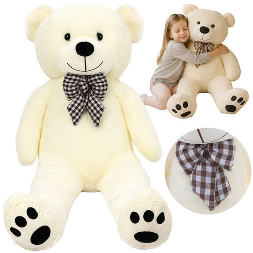 Teddy Bear 140cm, Cream Plush with Bow