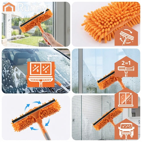 Telescopic Window Cleaner 1.8m, 3-in-1 Set with Squeegee