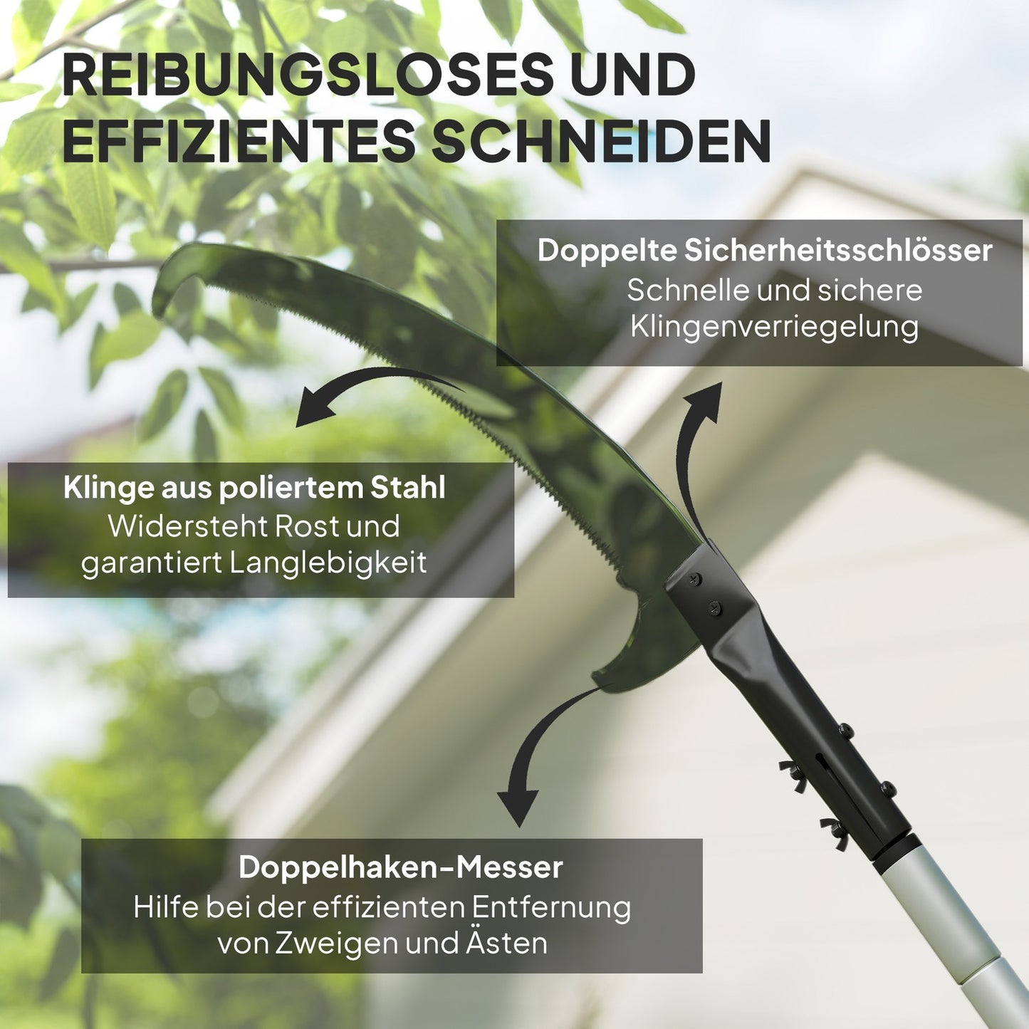 Telescopic Tree Pruner, 1.5–2.6 m, Rust-Resistant Blade
