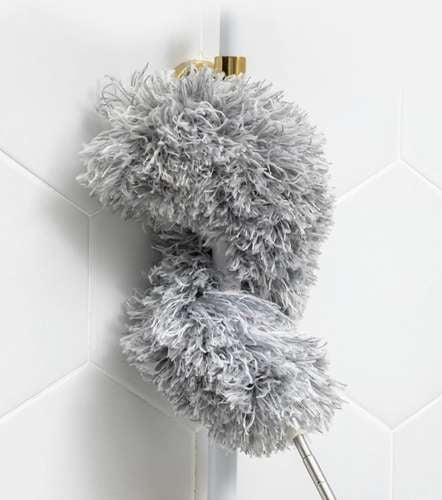 Telescopic dust brush with two attachments