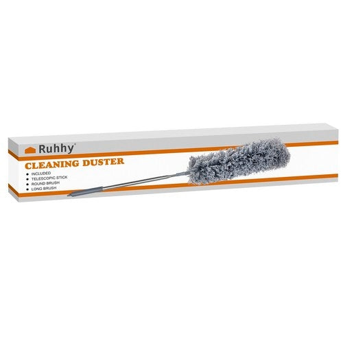 Telescopic dust brush with two attachments