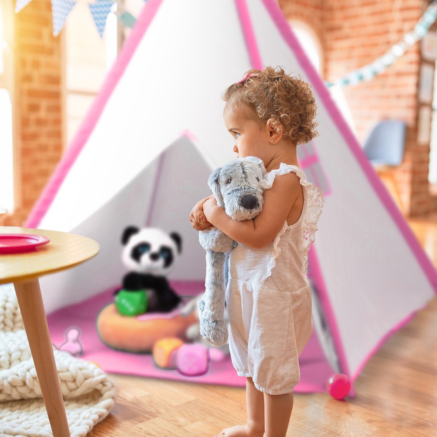 Tepee play tent with floor mat