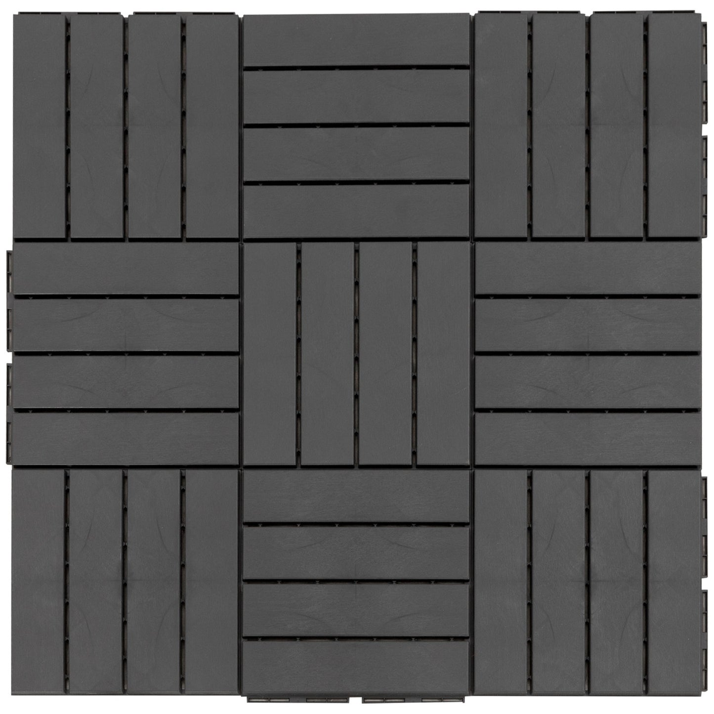 Black Plastic Balcony & Patio Click Plates, Set of 9, 30x30 cm
