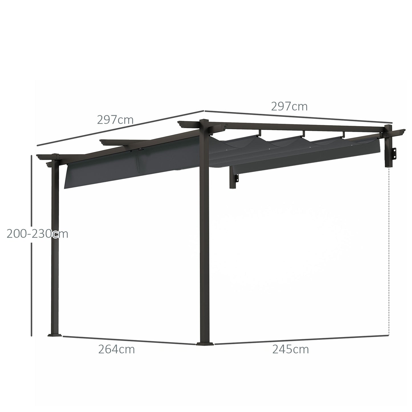 Adjustable aluminum pergola, 3x3m, dark gray sun protection