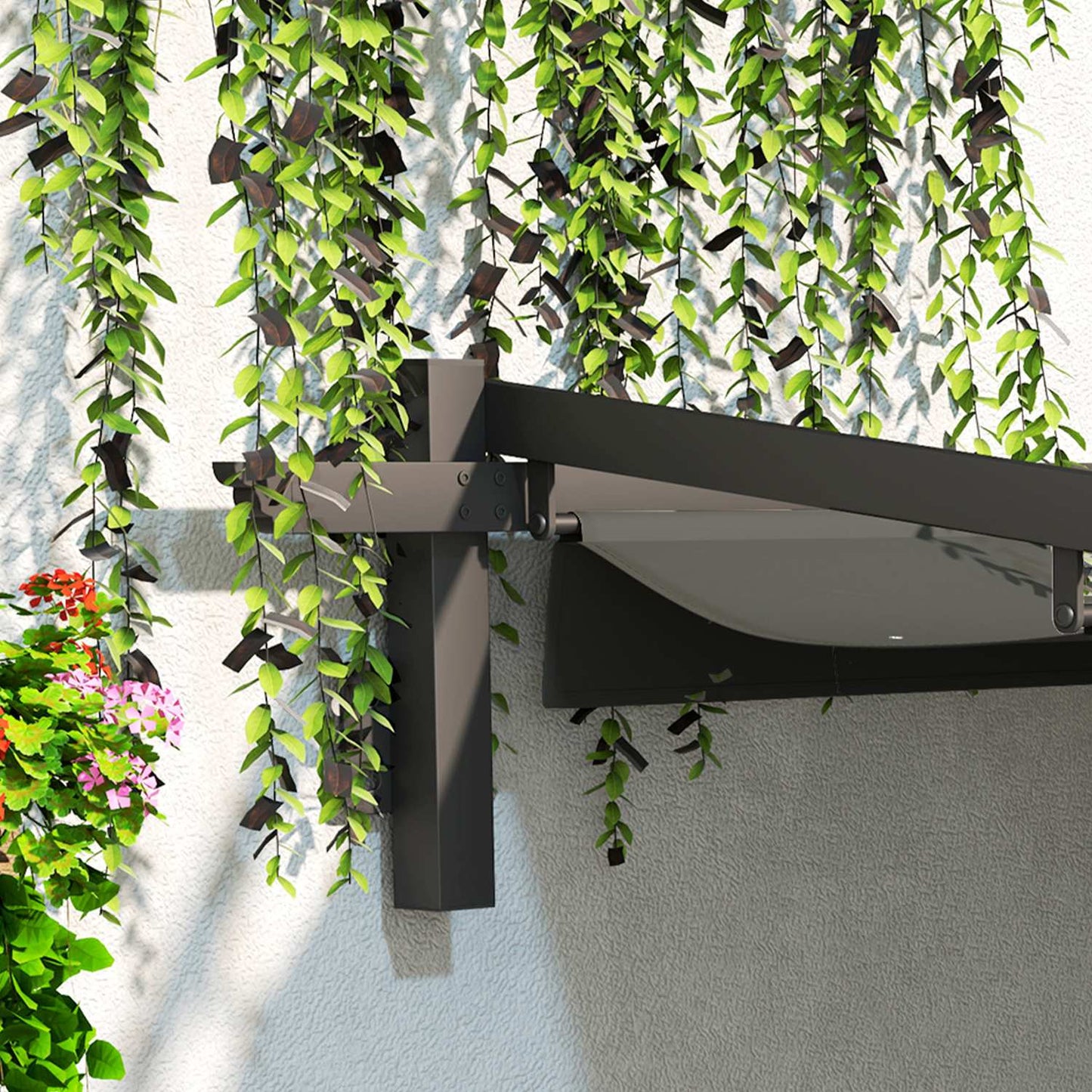 Adjustable aluminum pergola, 3x3m, dark gray sun protection