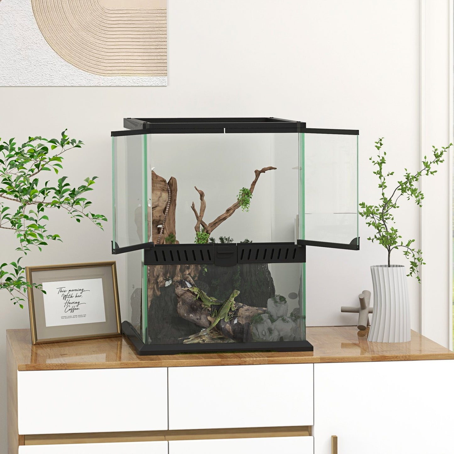Glass terrarium for reptiles, escape-proof, 120L, 45x45x60cm