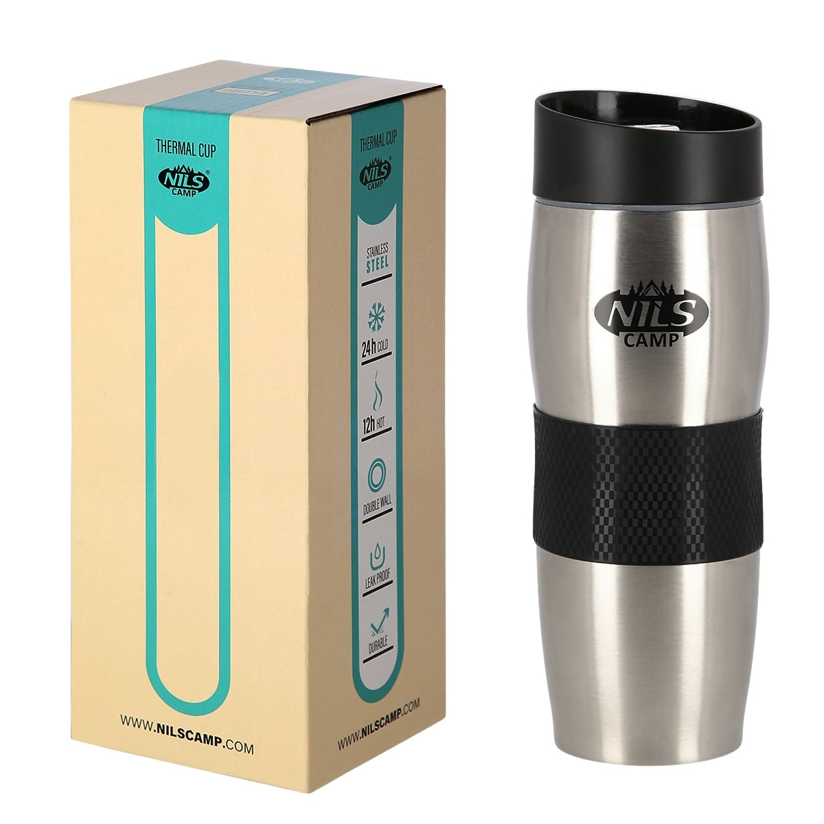 Thermal Cup, Black-Silver, Insulated, Portable