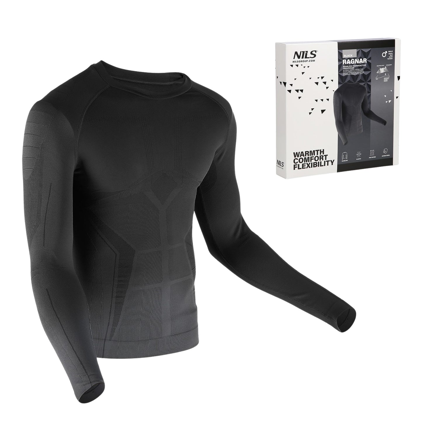 Thermoactive Black Men's Top, 2XL/3XL