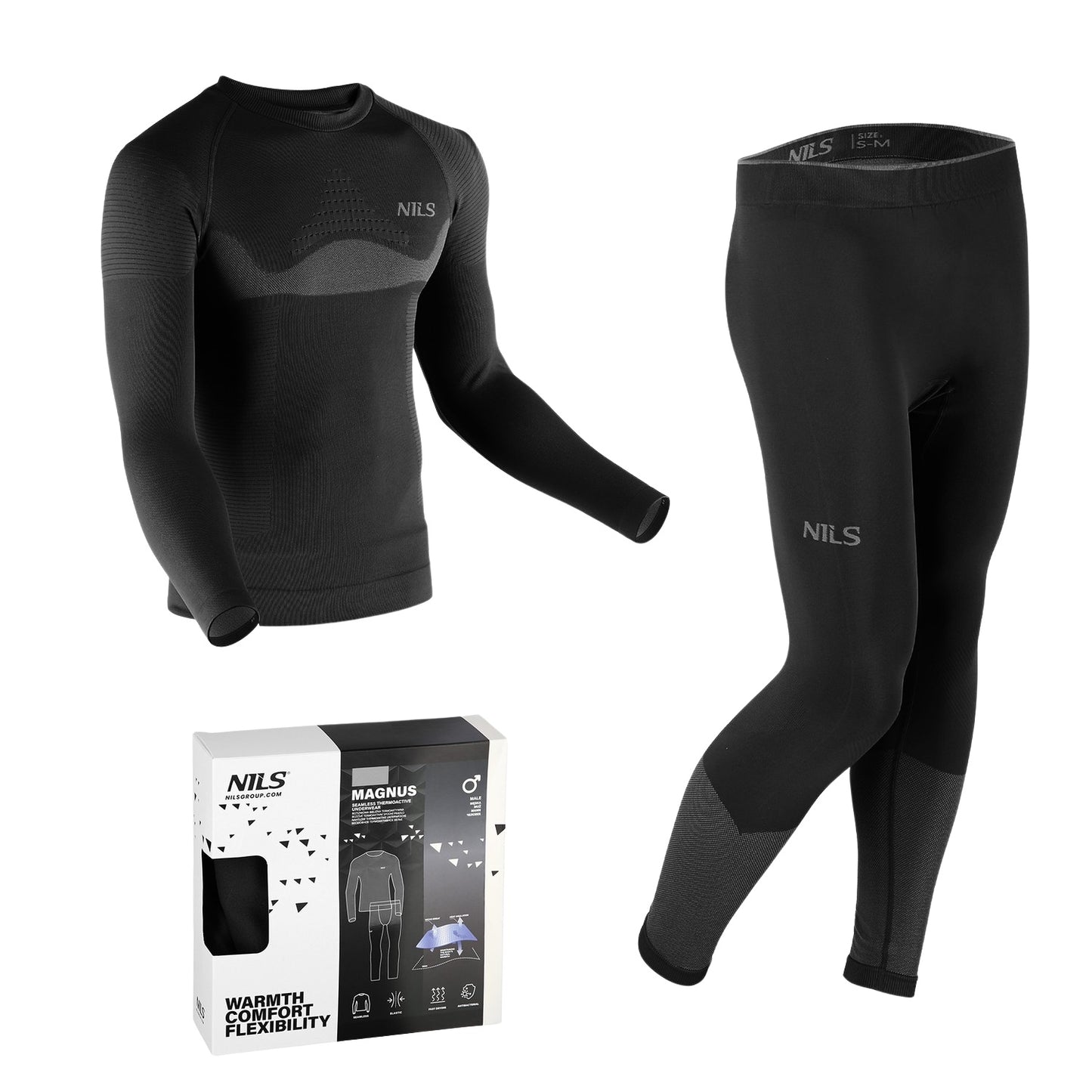 Thermoactive Underwear Set, Black, Men's L/XL