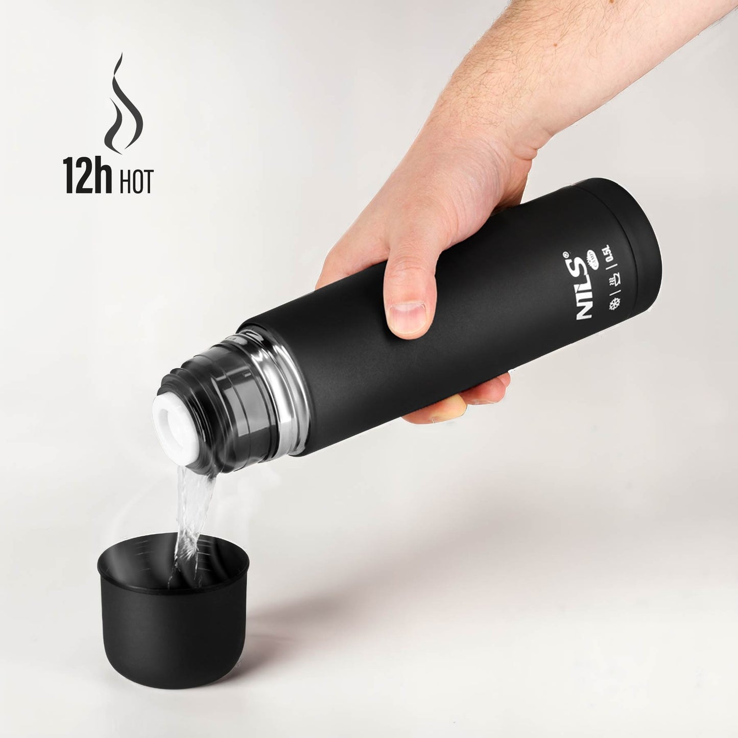 Thermos 500ml Black – Insulated Travel Flask