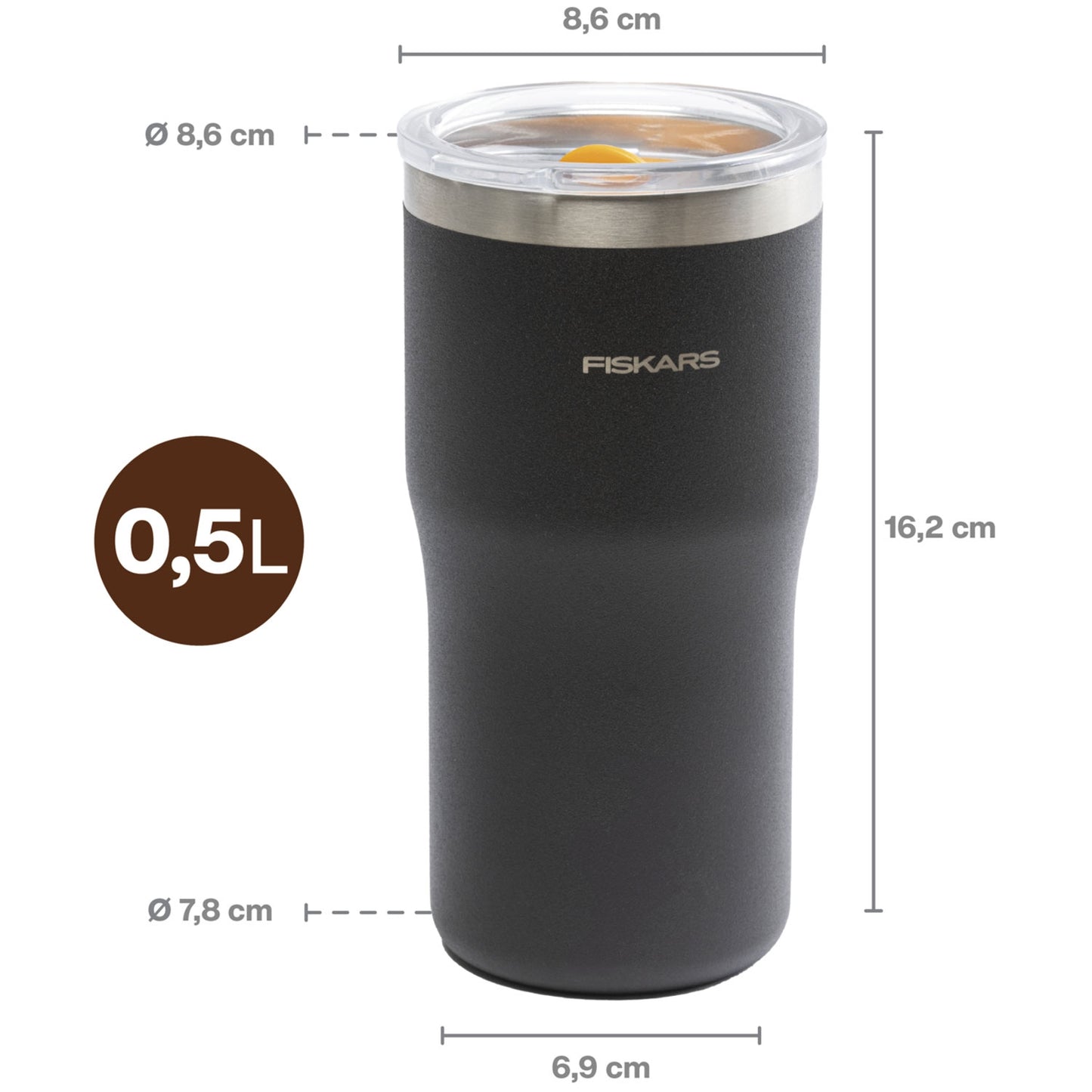 Thermos mug black 0.5 liter On-the-go mug