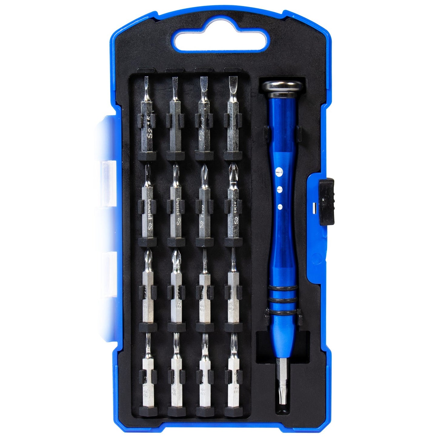 The screwdriver set with 18 bits