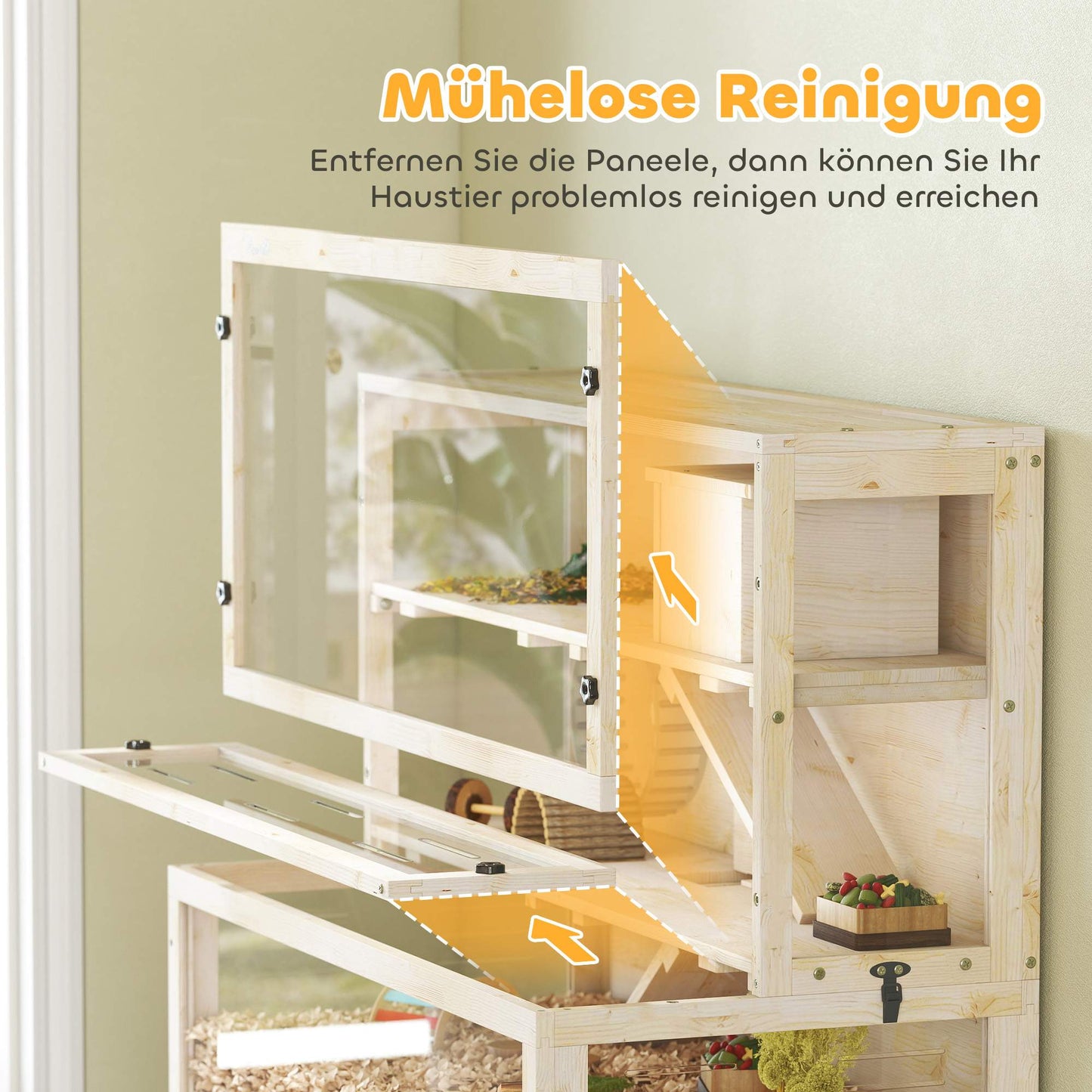 Three-Level Hamster Cage with Hut and Accessories, 100x50x84 cm