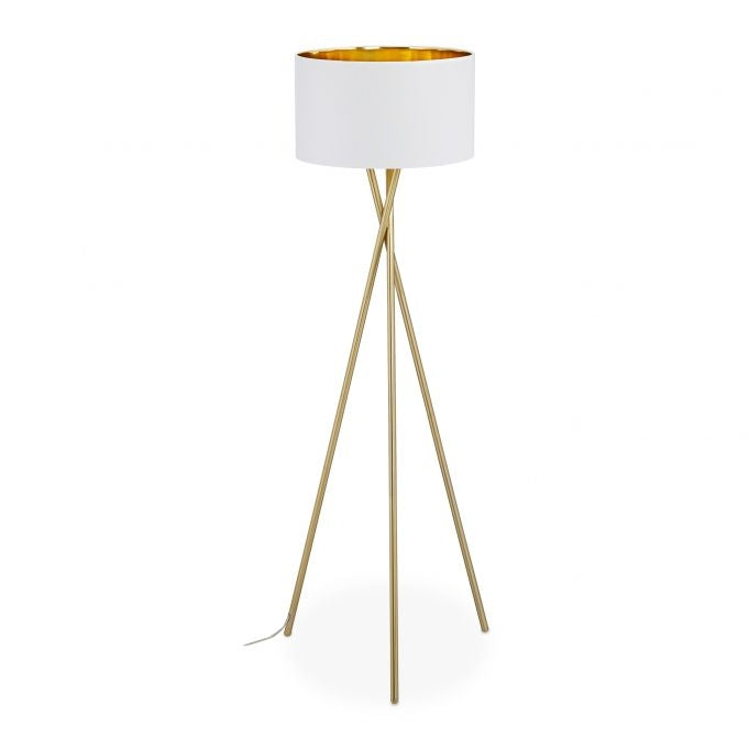 Three-legged floor lamp in white & gold