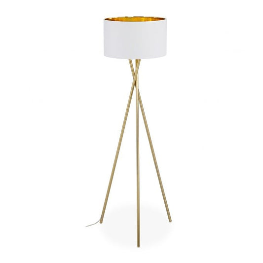 Three-legged floor lamp in white & gold