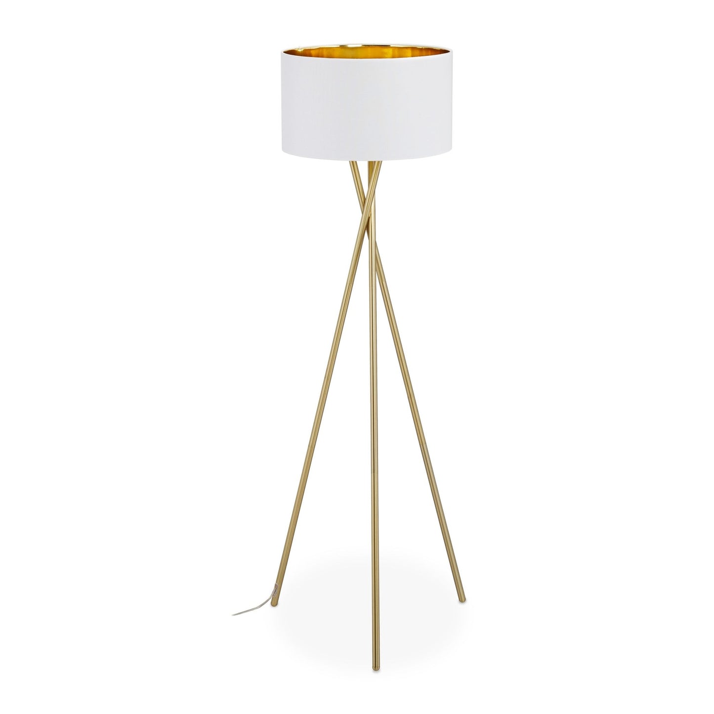 Three-legged floor lamp in white & gold
