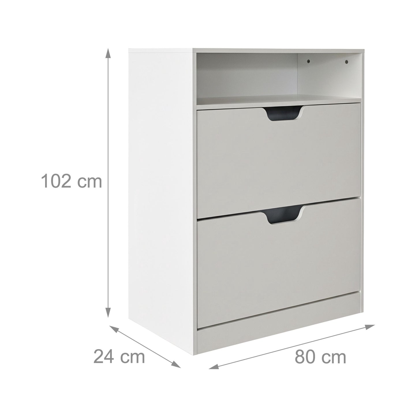 Tilt-Out Shoe Cabinet with Open Shelf Storage