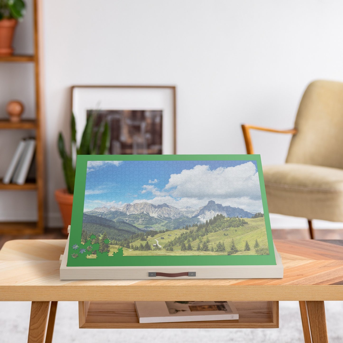 Tilting puzzle board for 1000 pieces