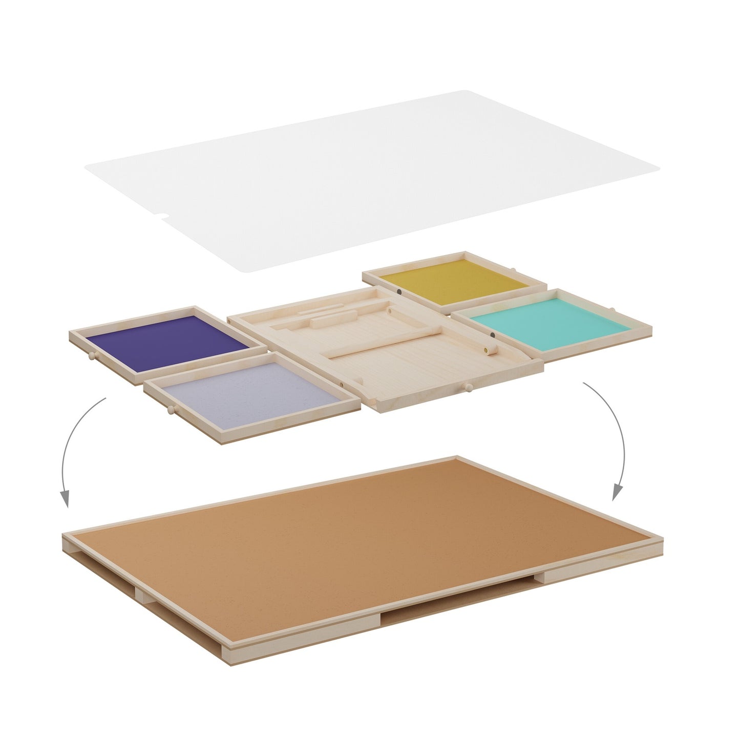 Tilting puzzle board with 4 compartments