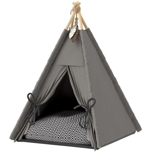 Cat Tipi Tent, Washable Cushions, Grey, Pets Under 5kg