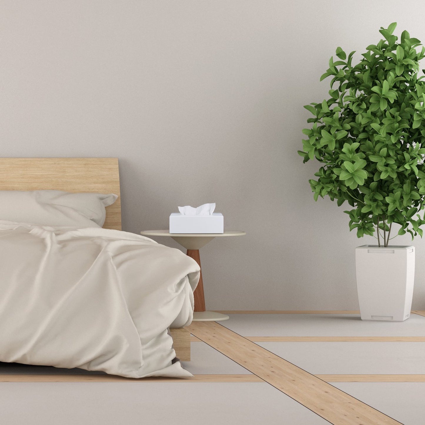 Tissue box for cosmetics Bamboo White