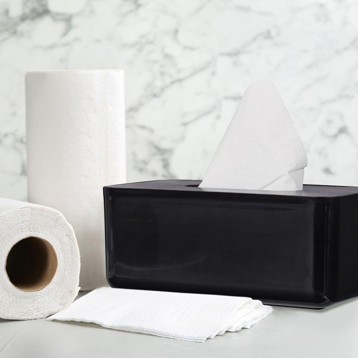 Tissue box with bamboo lid