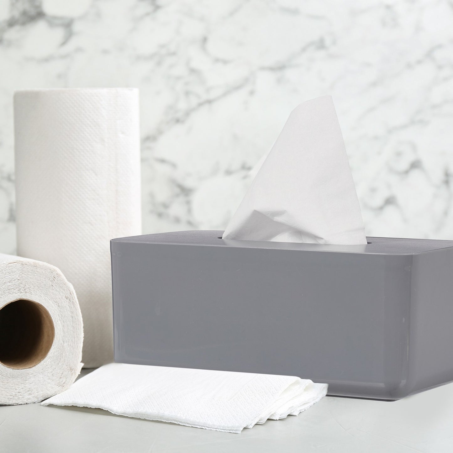 Tissue box with bamboo lid