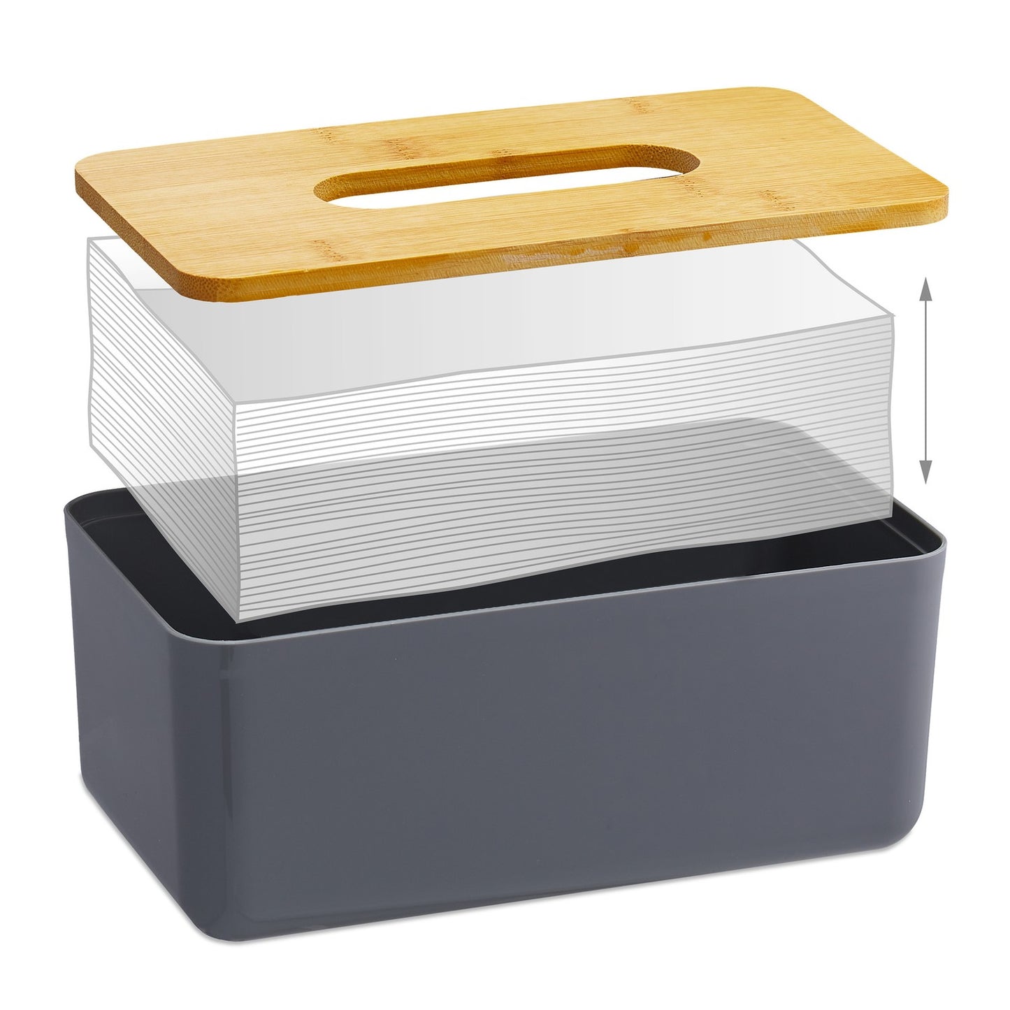 Tissue box with bamboo lid